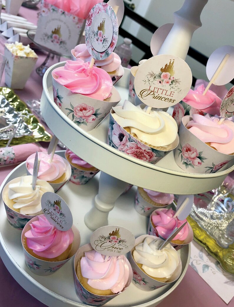 Princess Baby Shower Cupcake Toppers Cupcake Wrapper Etsy