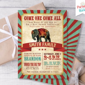 Circus Baby Shower Invitation, Carnival Invitation, Little Peanut Baby Shower, Vintage Circus Invite, Carnival Baby Shower, Step Right Up C3