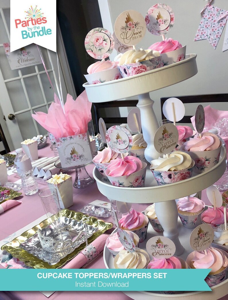 Princess Baby Shower Cupcake Toppers Cupcake Wrapper Etsy