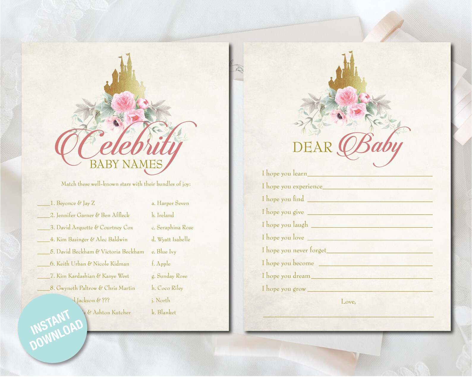 Princess Baby Shower Baby Shower Games Princess Printables - Etsy