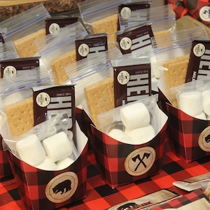 Smore Favor Box, Smore Favors, Lumberjack Birthday Printables, Lumberjack Party, Lumberjack Party Favors, DIGITAL, INSTANT DOWNLOAD L4