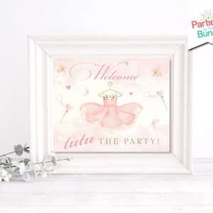 Rosa Tutu Willkommensschild, Dance and Twirl Geburtstagsschild, Ballerina Dekoration, Ballettparty, Tutu Cute Party Decor, INSTANT DOWNLOAD BA2