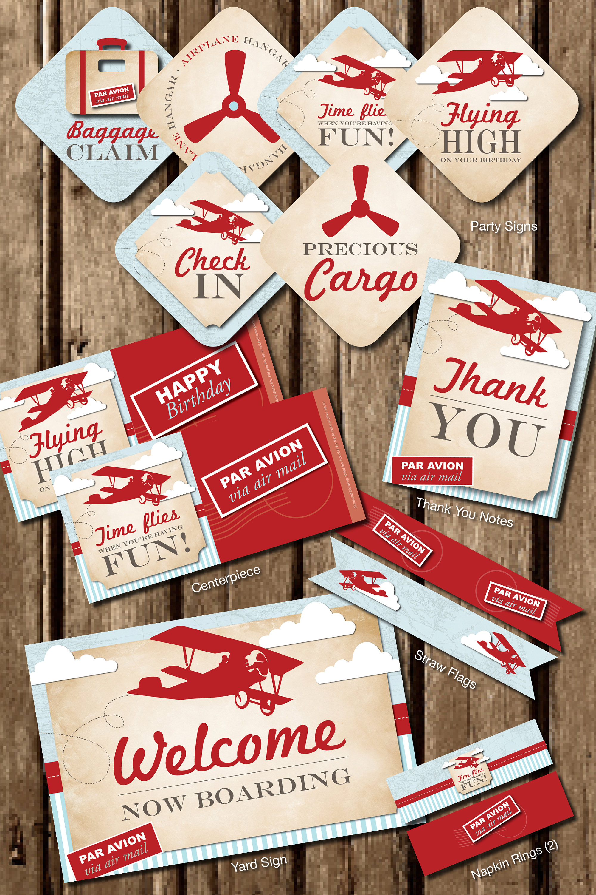 Airplane Printable Party Package Vintage Airplane Party - Etsy