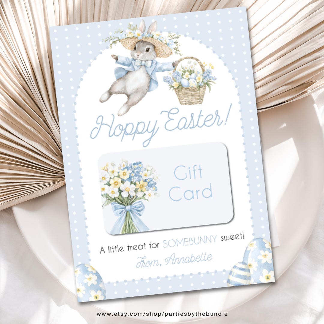 EDITABLE Easter Bunny Gift Card Holder | Easter Basket Gift | Corjl ...