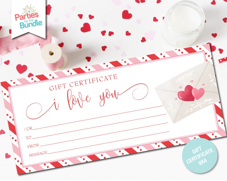 Printable Valentine's Day Gift Certificate Valentines | Etsy
