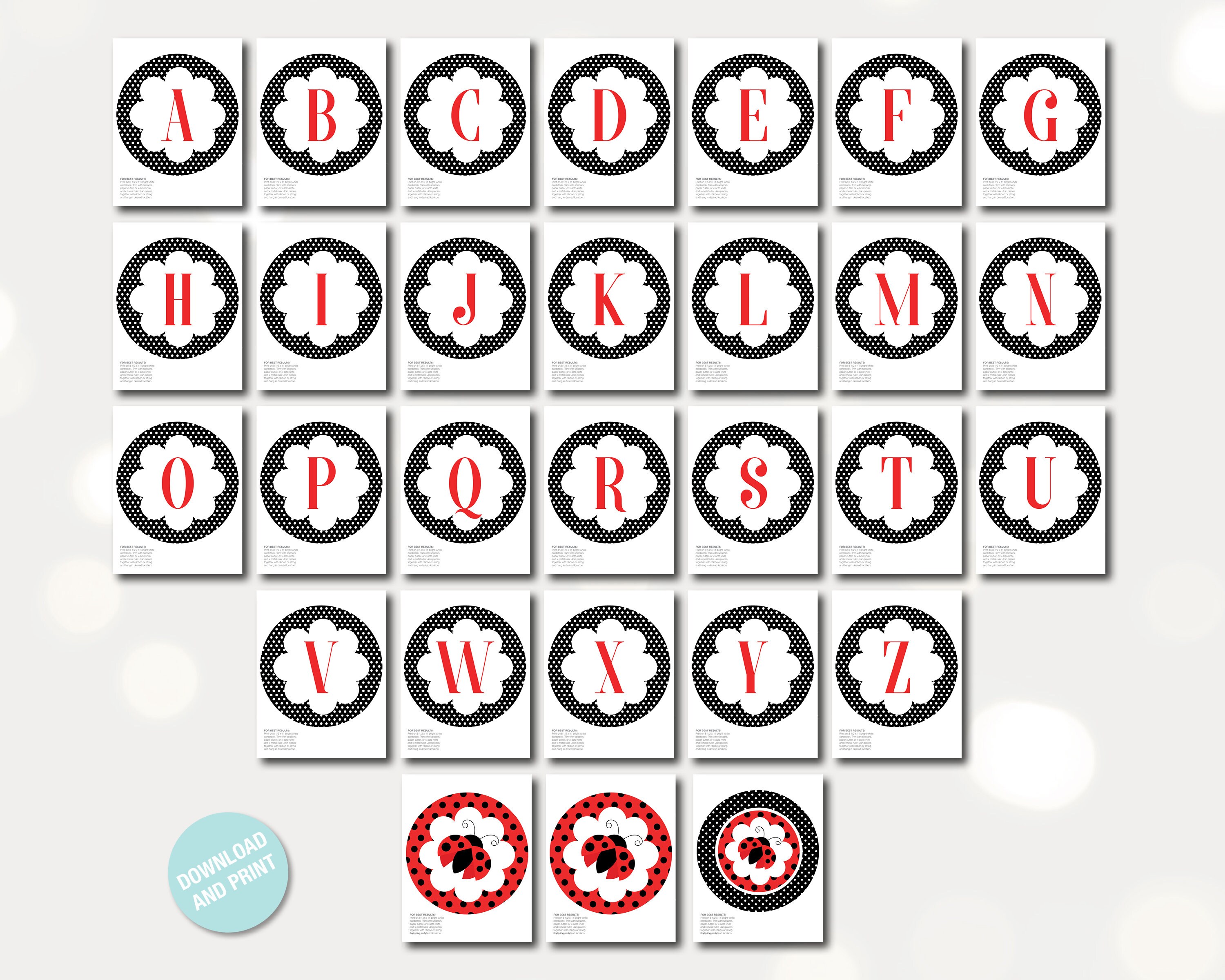 Ladybug Baby Shower Printables Printable Party Banner Shower - Etsy