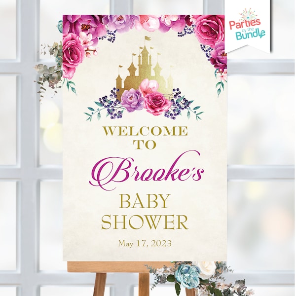 Princess Baby Shower Welcome Sign | Once Upon a Time Easel Decoration | Magical Fairytale Theme | DIGITAL FILE