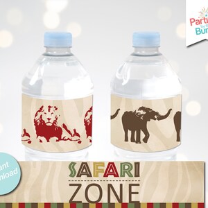 Safari Water Bottle Labels, Jungle Water Bottle Labels, Zoo Water Bottle Labels image 1