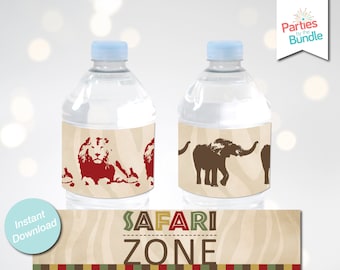 Safari Water Bottle Labels, Jungle Water Bottle Labels, Zoo Water Bottle Labels