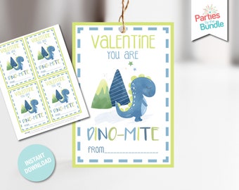Etiqueta de regalo de San Valentín con dinosaurios imprimible / Etiqueta de San Valentín con dinosaurios arcoíris / DESCARGA INSTANTÁNEA