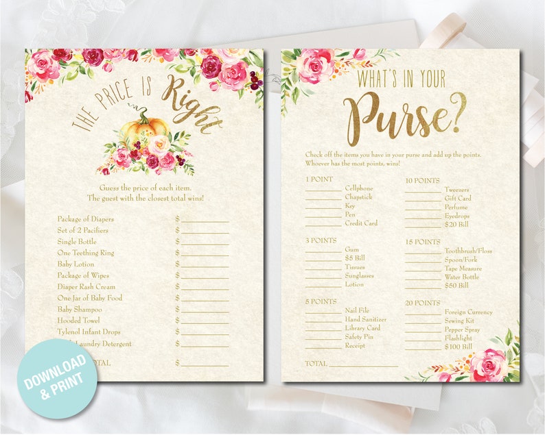 Little Pumpkin Baby Shower Game Cards Baby Bingo Baby Etsy