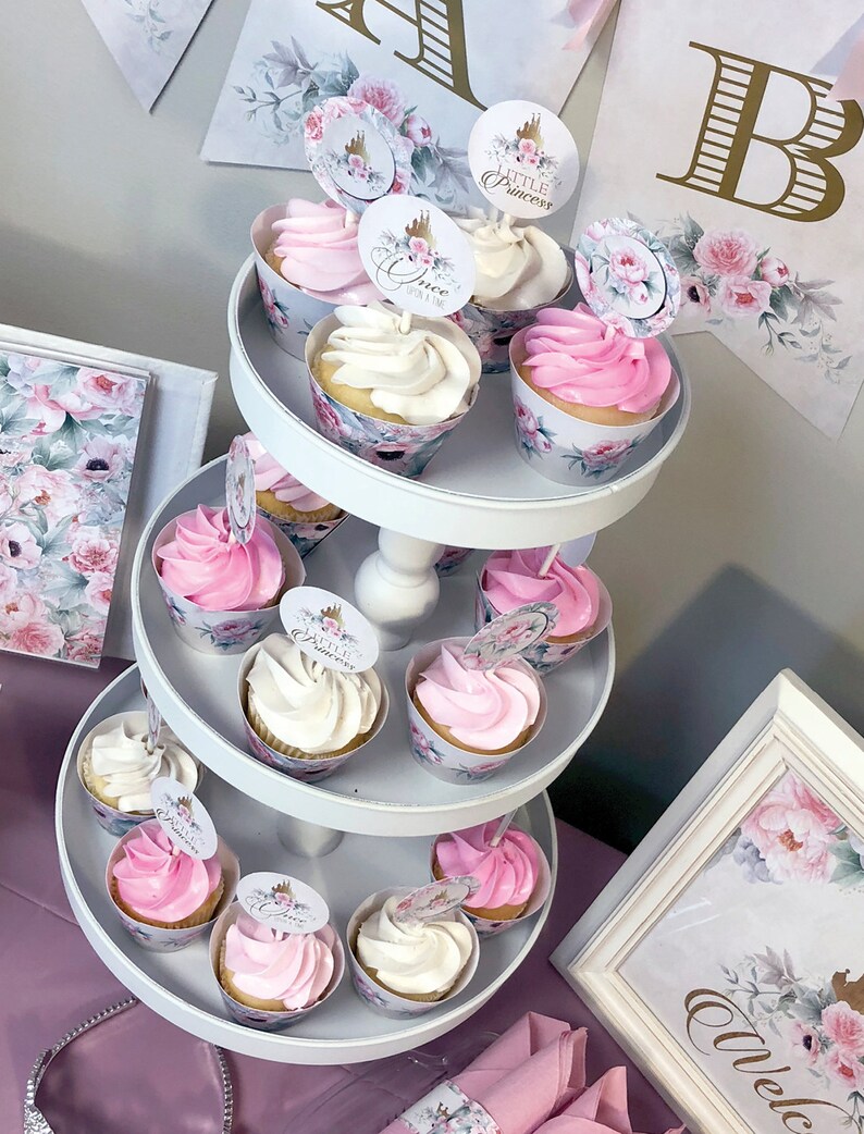 Princess Baby Shower Cupcake Toppers Cupcake Wrapper Etsy