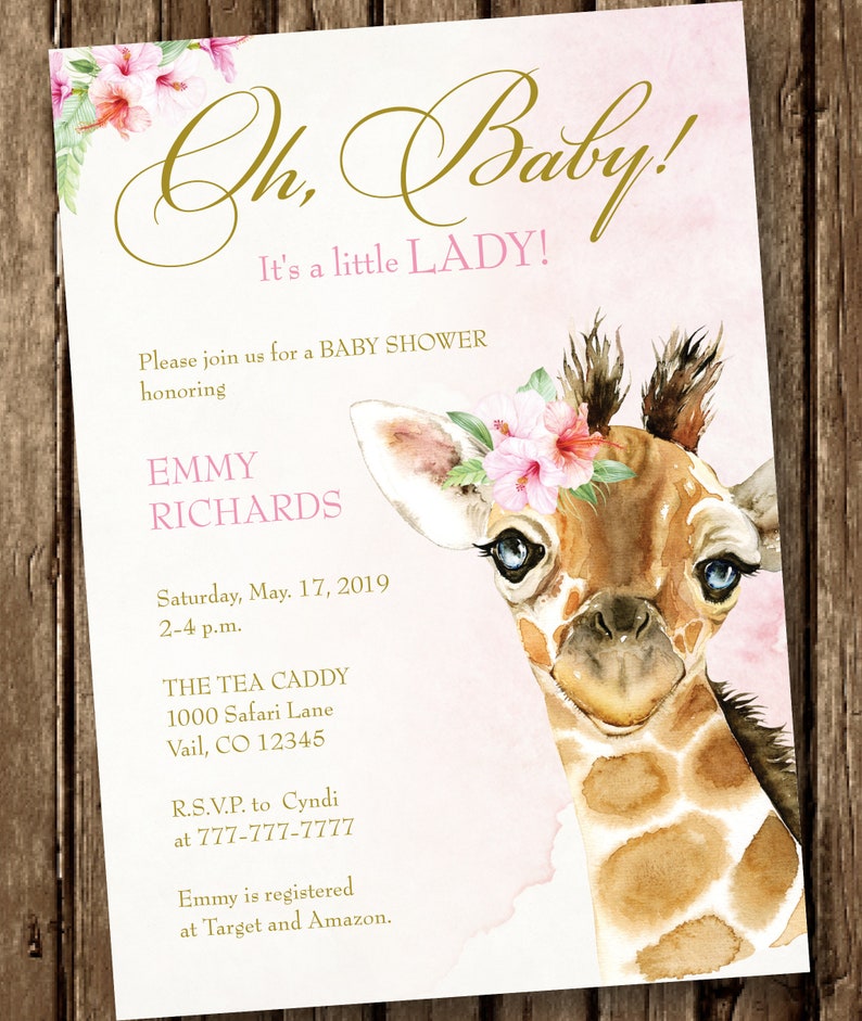 Safari Baby Shower Invitation Baby Safari Girl Shower Etsy