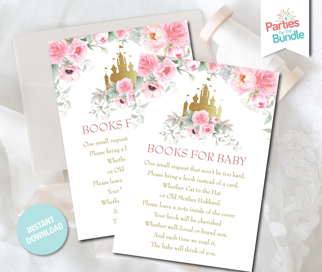 Books for Baby Card Pink Princess Baby Shower Books for Baby Insert ...