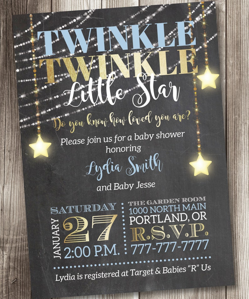 Twinkle Twinkle Little Star Baby Shower Invitation Twinkle Etsy