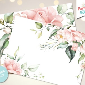Könnte beinhalten: Ein druckbares Blumenmuster mit rosa Rosen und grünen Blättern. Das Design ist perfekt für ein Platzset, das 14x10 Zoll misst. Der Text "PLACEMAT 14x10" befindet sich in der linken unteren Ecke.