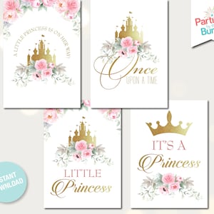 Prinzessin Baby-Dusche-Dekorationen Es war einmal Poster-Set Kleine Prinzessin Printable Posters Es ist ein Mädchen-Dusche-Dekor SOFORT-DOWNLOAD PF1