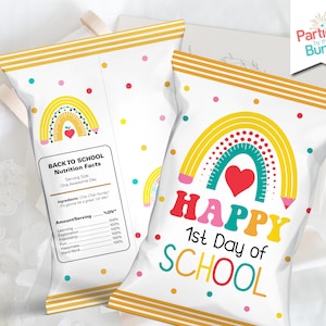 Back to School Party Chip Bags | First Day of School Snack Bag Wrapper | Printable Classroom Favor | Teacher Gifts | INSTANT DOWNLOAD BS1