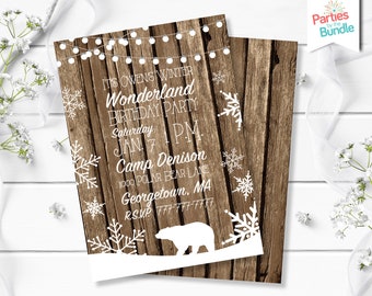 Winter Wonderland Birthday Invitation, Onederland Birthday Invite, Winter Birthday, Baby It's Cold Outside, Snowflake Invite, Boy Birthday