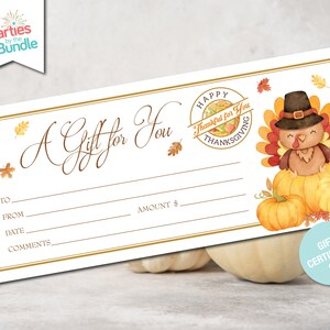 Printable Thanksgiving Gift Certificate | Friendsgiving Gift Card | Teacher Appreciation Gift Coupon | INSTANT DOWNLOAD