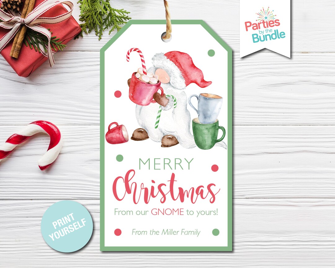 Christmas Gnomes Gift Tag | Printable Holiday Favor Label | DIGITAL ...