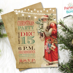 Alte Welt Nikolaus Einladung zur Weihnachtsfeier | viktorianisches Vintage-Thema | DIGITALE DATEI