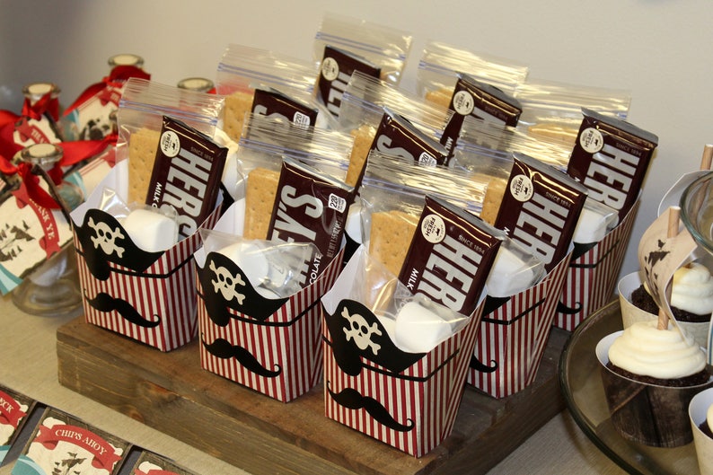 Party Favors Smores Printable Favor Favor Box Pirate Party Etsy