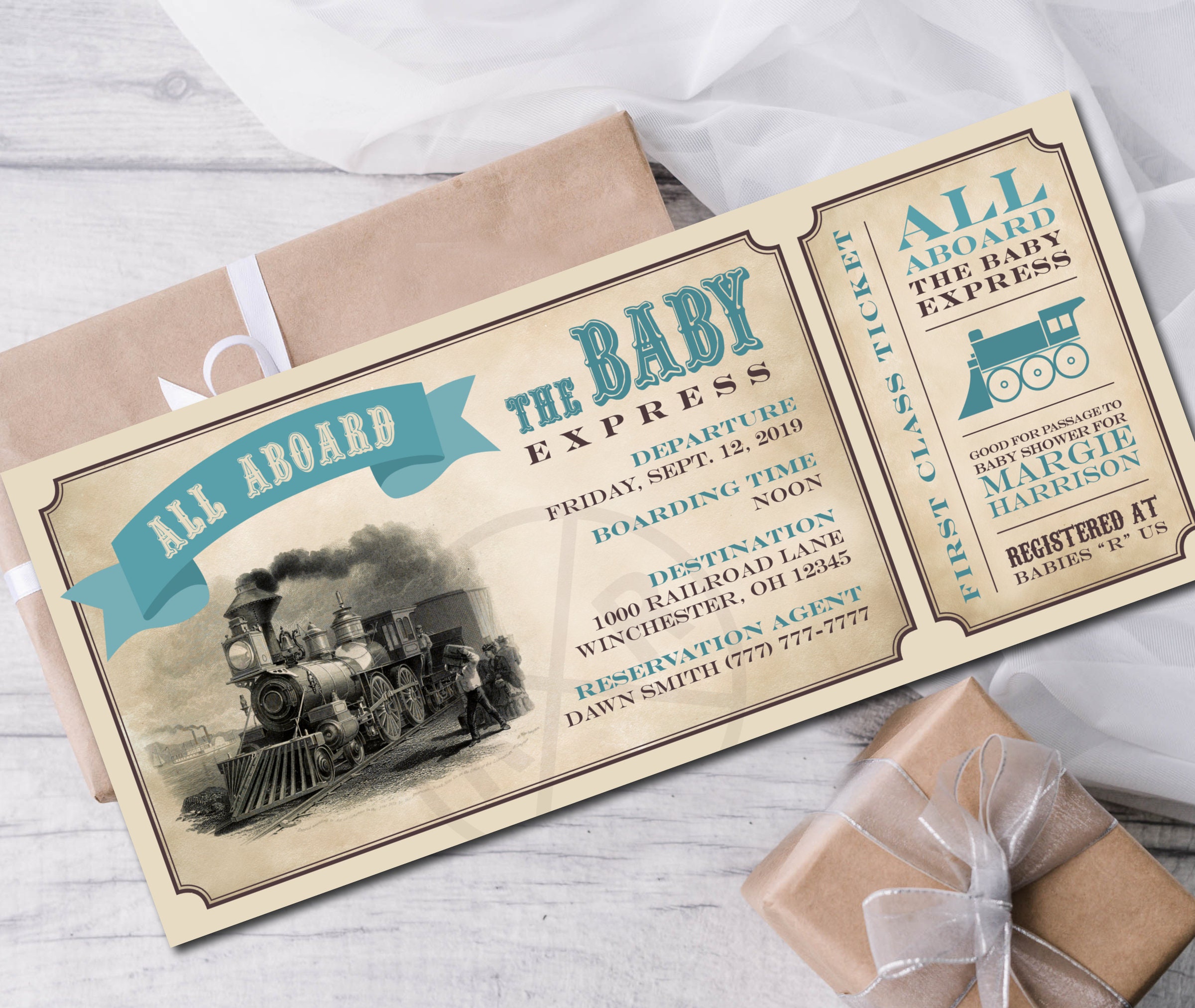 Boarding Pass Invitation Shower Invitation Ticket Train - Etsy