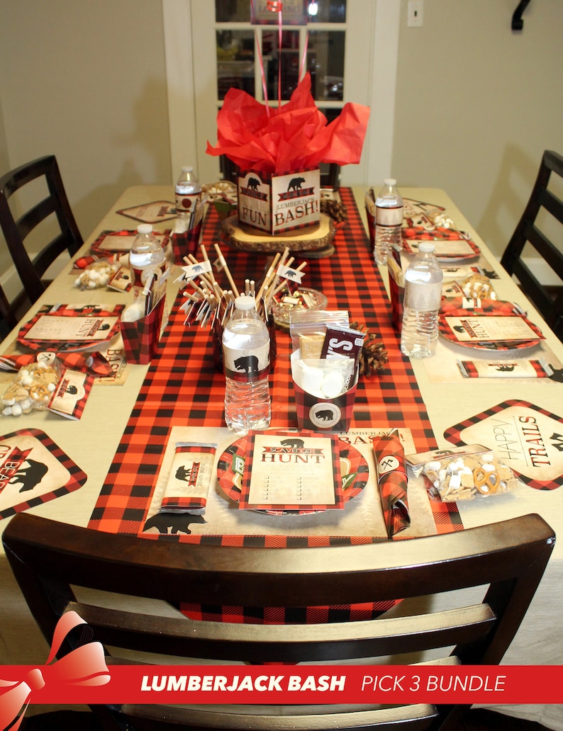 Lumberjack Birthday Printable Party Kit Buffalo Plaid First - Etsy