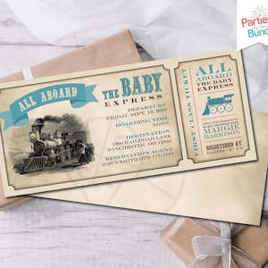 Zugticket-Babyparty-Einladung, Bordkarten-Einladung, DIGITAL T8