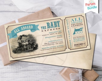 Invitación para baby shower con boleto de tren, invitación con tarjeta de embarque, DIGITAL T8