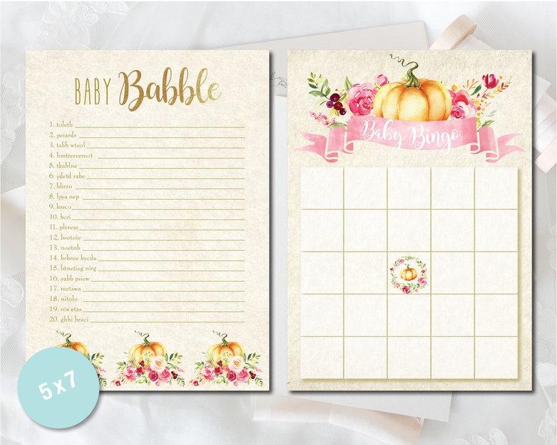 Little Pumpkin Baby Shower Game Cards Baby Bingo Baby Etsy