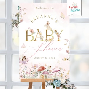 Letrero de bienvenida para baby shower de hadas / Decoración de caballete de hadas para jardín / ARCHIVO DIGITAL F20