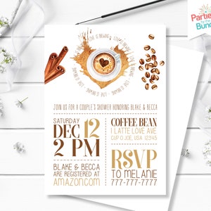 Coffee Bridal Shower Invitation, Perfect Blend Invitation, Love is Brewing Bridal Shower Invite, Coffee Shop Party Invitation #001