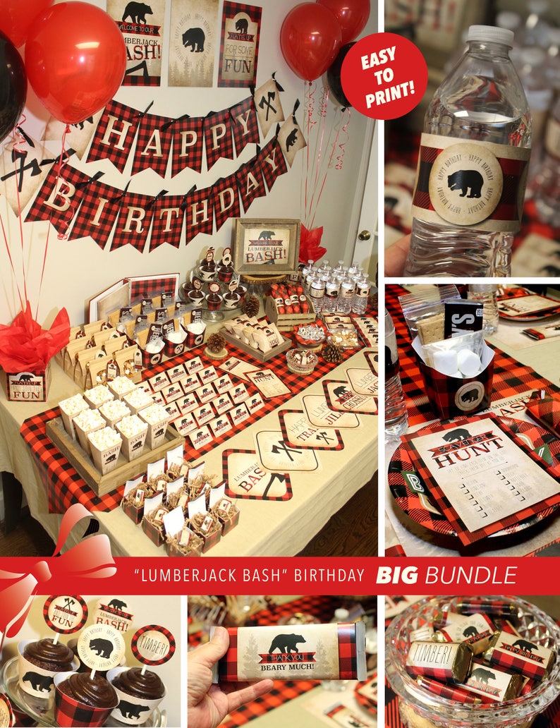 Lumberjack Party Supplies Lumberjack Printable Party Etsy Canada