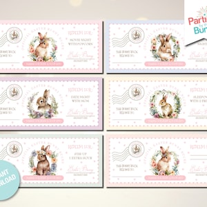 Printable Easter Bunny Bucks Easter Coupons Easter Egg Filler Easter Egg Stuffers Kids Reward Coupons Easter Activity INSTANT DOWNLOAD
