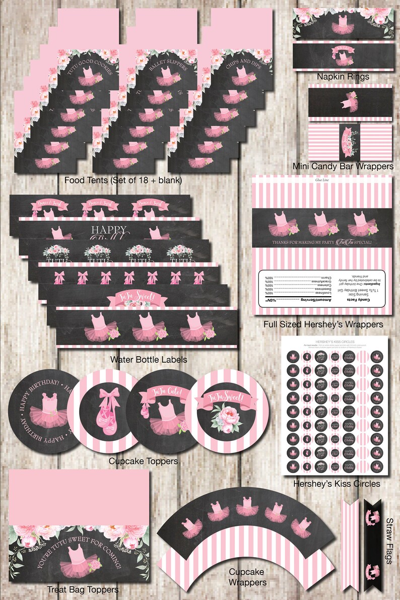 Ballerina Printable Party Tutu Cute Birthday Pink Tutu Party - Etsy