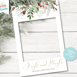 Christmas Photo Prop Frame, Fun Photo Booth Prop, Holiday Party Prop, Floral Christmas Party Frame, DIGITAL, INSTANT DOWNLOAD CF1