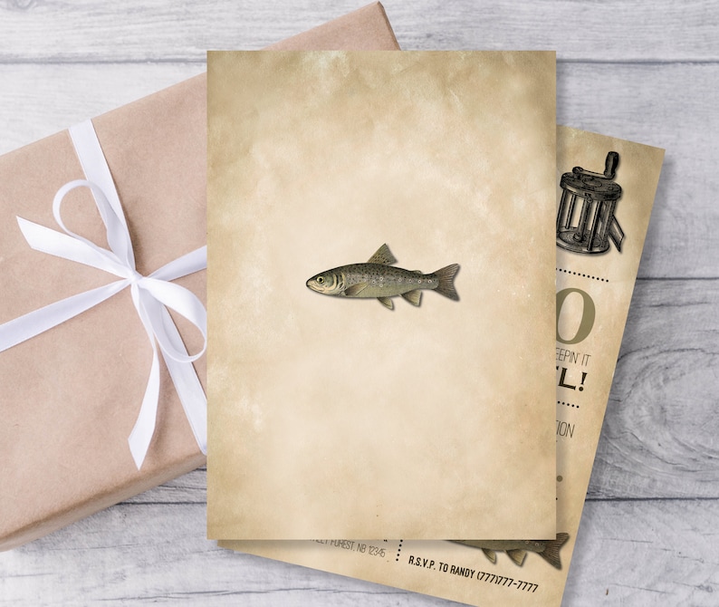 Fischen Einladung, Fischerparty Einladung, Fischen Geburtstag Einladung, Rustikale Geburtstagseinladung, 50. Männergeburtstag, 40. Männergeburtstag Bild 3