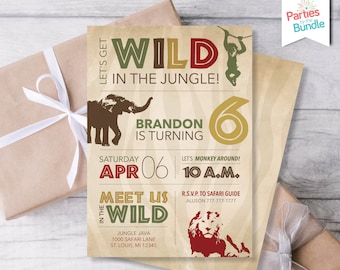 Jungle Safari Invitation, Jungle Invite, Wild Birthday Invitation, Safari Invitation, Zoo Invitation, Jungle Invites, Safari Theme F4