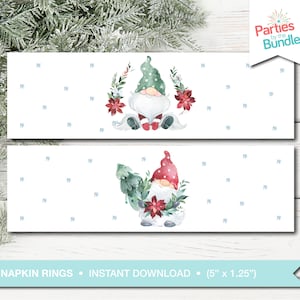Weihnachtszwerge Serviettenringe, Serviettenhalter, Weihnachtsmotive zum Ausdrucken, Hangin 'With My Gnomies, Feiertage zum Ausdrucken, SOFORTIGER DOWNLOAD