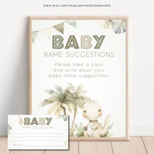 Gioco del nome del baby shower a forma di dinosauro / Suggerimenti per il nome del babysaurus e carte / DOWNLOAD IMMEDIATO D1