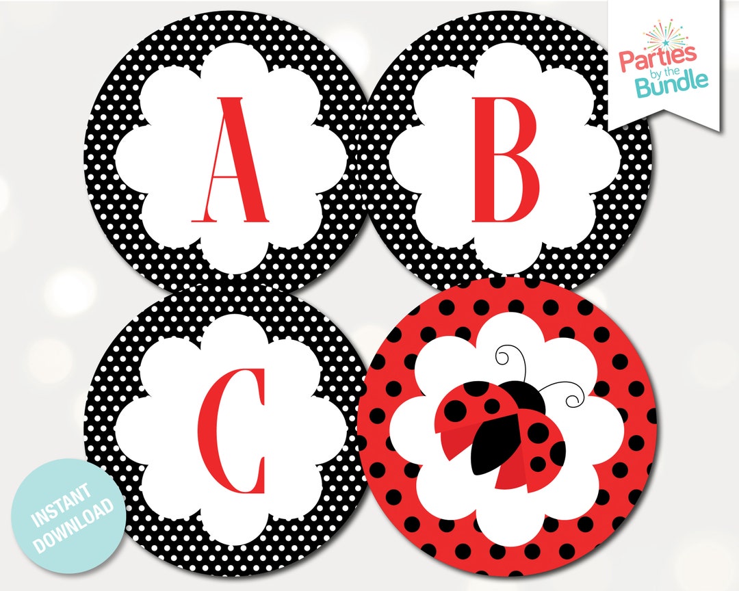 Ladybug Baby Shower Printables, Printable Party Banner, Shower Bunting ...