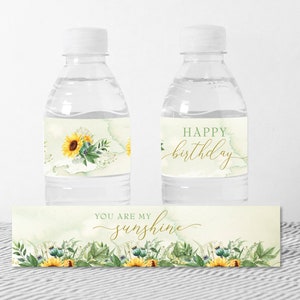 Sunflower Water Bottle Labels Water Bottle Wraps Sunflower - Etsy