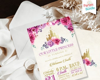 Kleine Prinzessin Einladung, Prinzessin Geburtstagseinladung, Märchen Einladung, Es war einmal Einladung, Kleine Prinzessin Invite PP2
