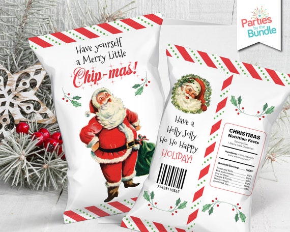 Christmas Chip Bags Printable Holiday Party Favors Retro Santa Snack Bag Wrapper Chip Bag Wrapper Snack Packaging INSTANT DOWNLOAD Etsy Finland
