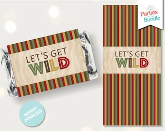 Jungle Safari Mini Candy Bar Wrappers, Zoo Birthday Printable Party, Candy Wrapper, Party Animal Birthday Favors, INSTANT DOWNLOAD