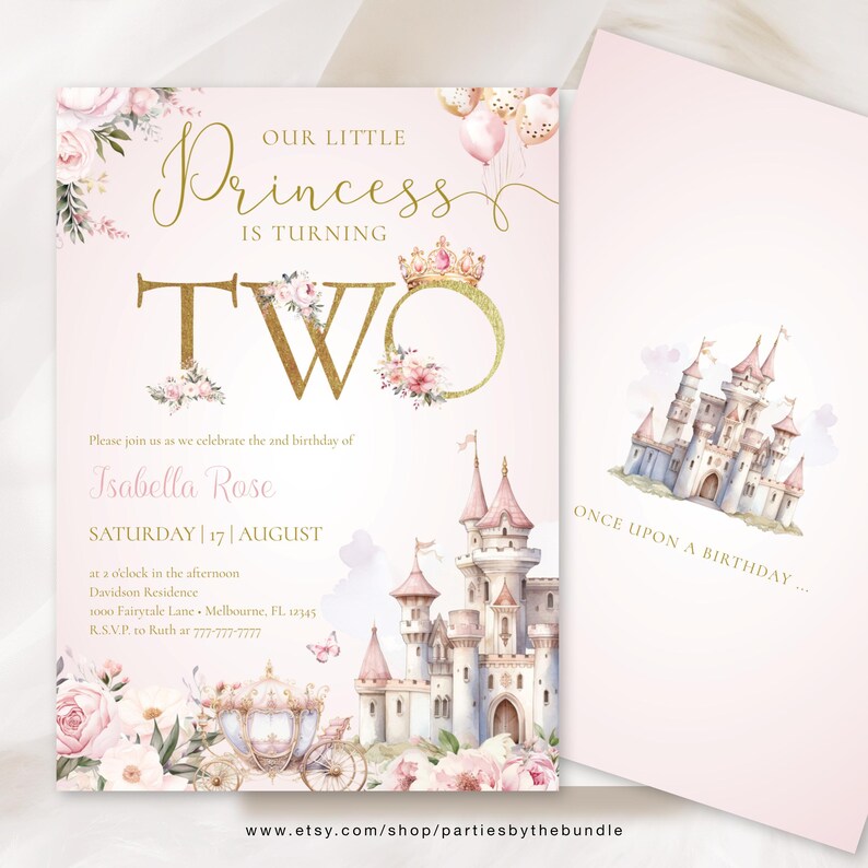 EDITABLE Princess 2nd Birthday Invitation | Fairytale Birthday Party ...