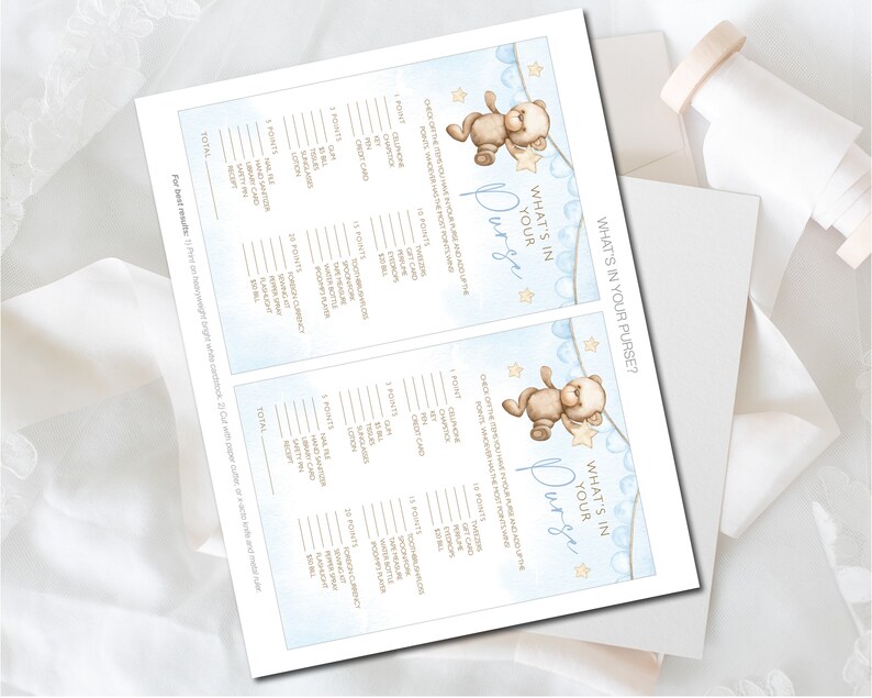 Teddy Bear Baby Shower Games Printable Game Cards Baby Etsy
