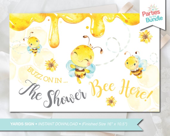 Bee Baby Shower Welcome Sign Bumble Bee Yard Sign Little Bee Shower Decor  Spring Summer Honey Bee Baby Shower Decorations INSTANT DOWNLOAD 